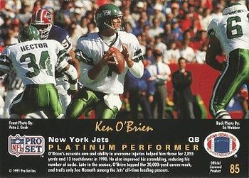1991 Pro Set Platinum #85 Ken O'Brien Back