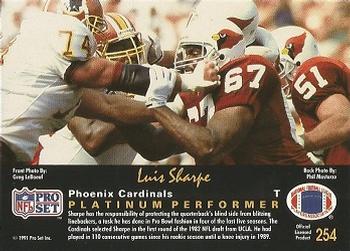 1991 Pro Set Platinum #254 Luis Sharpe Back