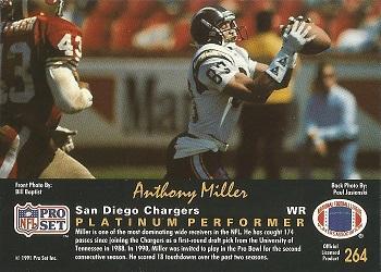 1991 Pro Set Platinum #264 Anthony Miller Back
