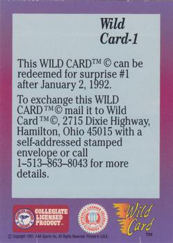1991 Wild Card Draft #1 Wild Card #1 Back