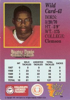 1991 Wild Card Draft #43 Dexter Davis Back