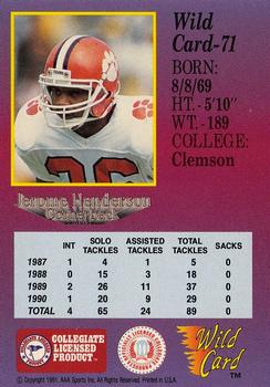 1991 Wild Card Draft #71 Jerome Henderson Back