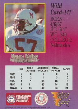 1991 Wild Card Draft #147 Kenny Walker Back