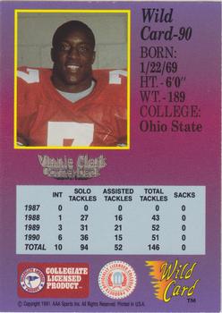 1991 Wild Card Draft #90 Vinnie Clark Back