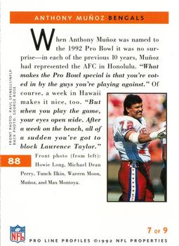 1992 Pro Line Profiles #88 Anthony Munoz Back