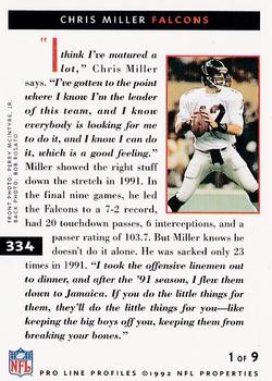 1992 Pro Line Profiles #334 Chris Miller Back