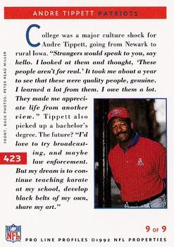 1992 Pro Line Profiles #423 Andre Tippett Back