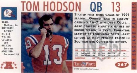 1992 GameDay #267 Tom Hodson Back