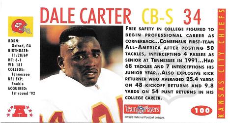 1992 GameDay #100 Dale Carter Back