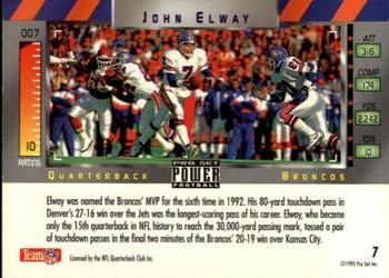 1993 Pro Set Power #7 John Elway Back