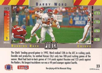 1993 Pro Set Power #23 Barry Word Back