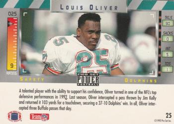 1993 Pro Set Power #25 Louis Oliver Back
