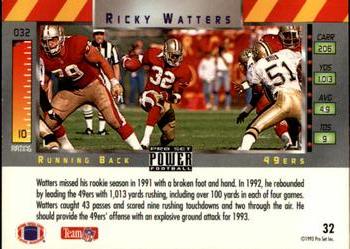 1993 Pro Set Power #32 Ricky Watters Back