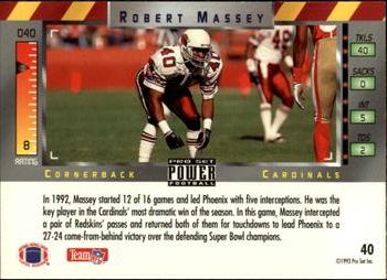 1993 Pro Set Power #40 Robert Massey Back