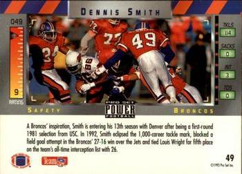 1993 Pro Set Power #49 Dennis Smith Back