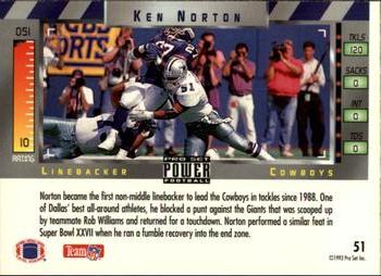 1993 Pro Set Power #51 Ken Norton Back