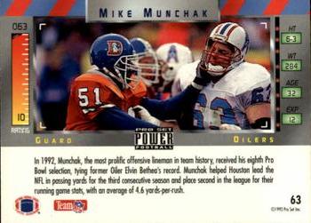 1993 Pro Set Power #63 Mike Munchak Back