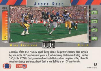 1993 Pro Set Power #83 Andre Reed Back