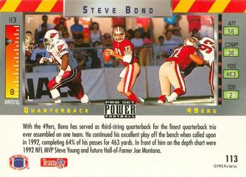 1993 Pro Set Power #113 Steve Bono Back