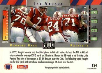 1993 Pro Set Power #124 Jon Vaughn Back