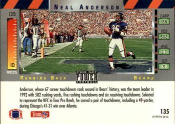 1993 Pro Set Power #135 Neal Anderson Back