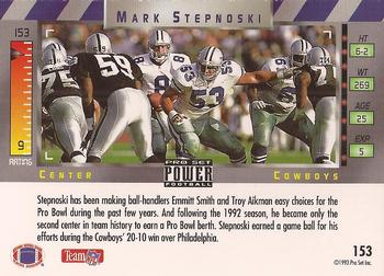 1993 Pro Set Power #153 Mark Stepnoski Back