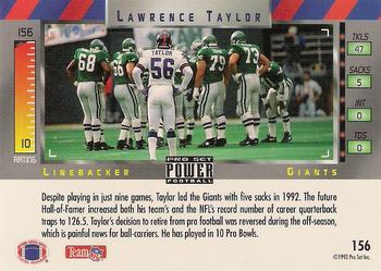 1993 Pro Set Power #156 Lawrence Taylor Back