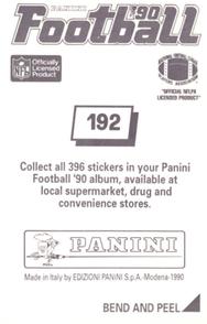 1990 Panini Stickers #192 Tom Newberry Back