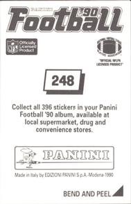 1990 Panini Stickers #248 Eric Williams Back