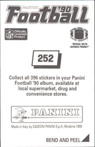1990 Panini Stickers #252 Rodney Peete Back