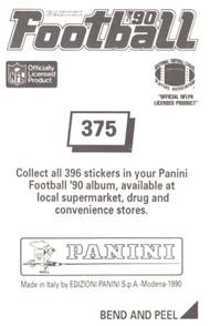 1990 Panini Stickers #375 Vinny Testaverde Back