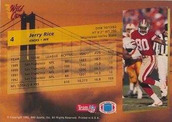1993 Wild Card #4 Jerry Rice Back