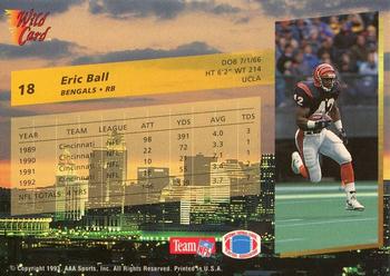 1993 Wild Card #18 Eric Ball Back