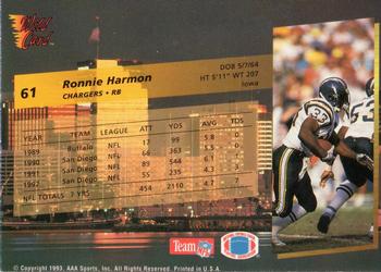 1993 Wild Card #61 Ronnie Harmon Back
