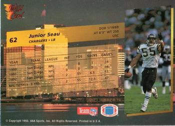 1993 Wild Card #62 Junior Seau Back
