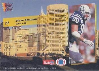 1993 Wild Card #77 Steve Emtman Back