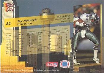 1993 Wild Card #82 Jay Novacek Back