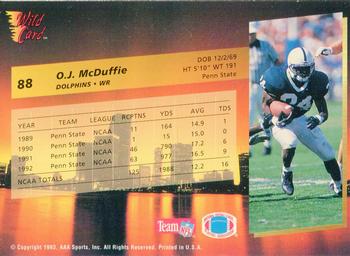 1993 Wild Card #88 O.J. McDuffie Back