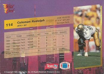 1993 Wild Card #114 Coleman Rudolph Back
