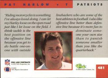 1993 Pro Line Portraits #481 Pat Harlow Back