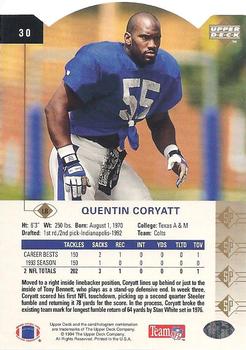 1994 SP - Die Cut #30 Quentin Coryatt Back