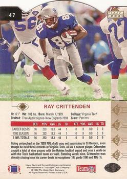1994 SP - Die Cut #47 Ray Crittenden Back