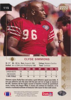 1994 SP - Die Cut #115 Clyde Simmons Back