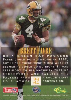 1994 Classic NFL Experience #32 Brett Favre Back