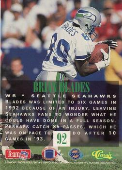 1994 Classic NFL Experience #92 Brian Blades Back