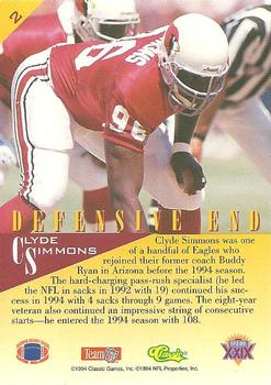 1995 Classic NFL Experience #2 Clyde Simmons Back