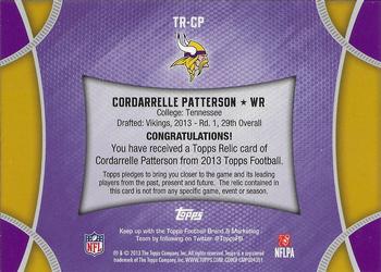 2013 Topps - Relics #TR-CP Cordarrelle Patterson Back