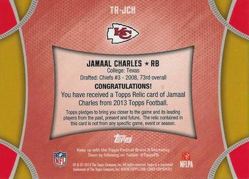 2013 Topps - Relics #TR-JCH Jamaal Charles Back