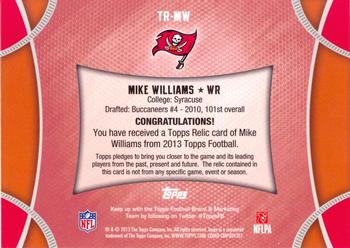 2013 Topps - Relics #TR-MW Mike Williams Back