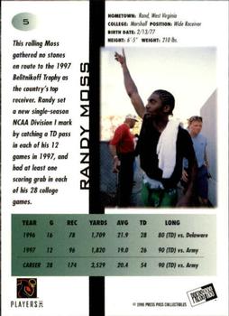 1998 Press Pass #5 Randy Moss Back